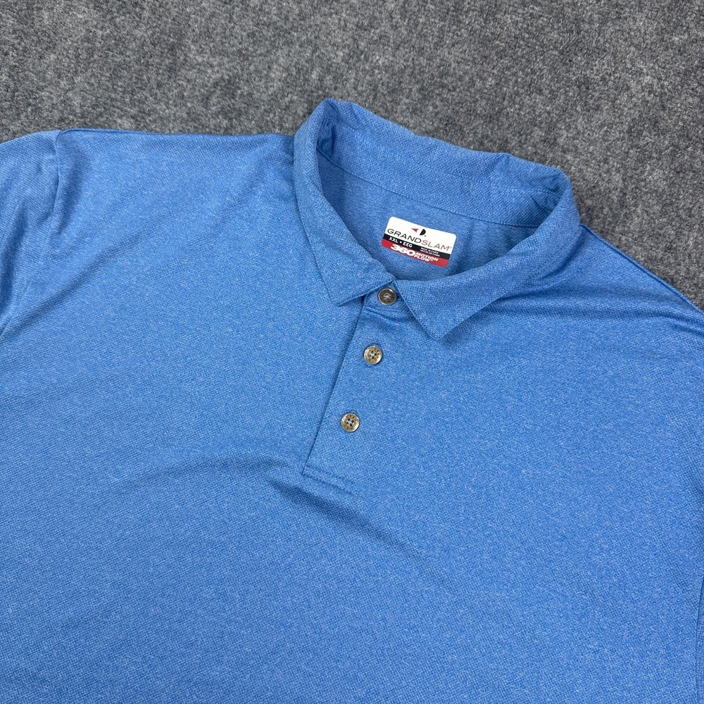 Grand Slam‎ Mens Performance Polo Shirt 2XL 360 Motion Flow Heather Blue Golf